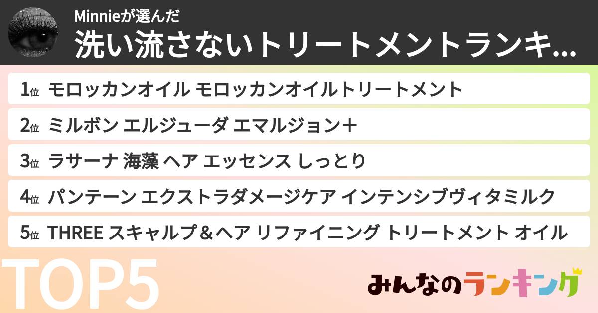 Minnieさんの「洗い流さないトリートメントランキング」