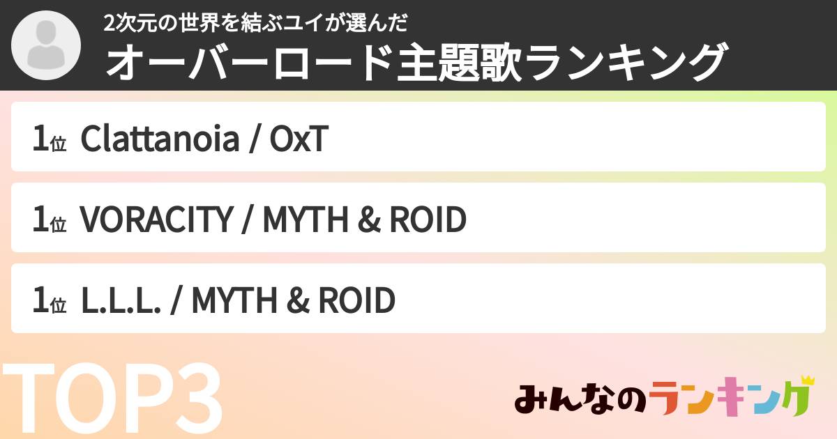 2次元の世界を結ぶユイさんの「オーバーロード主題歌ランキング」