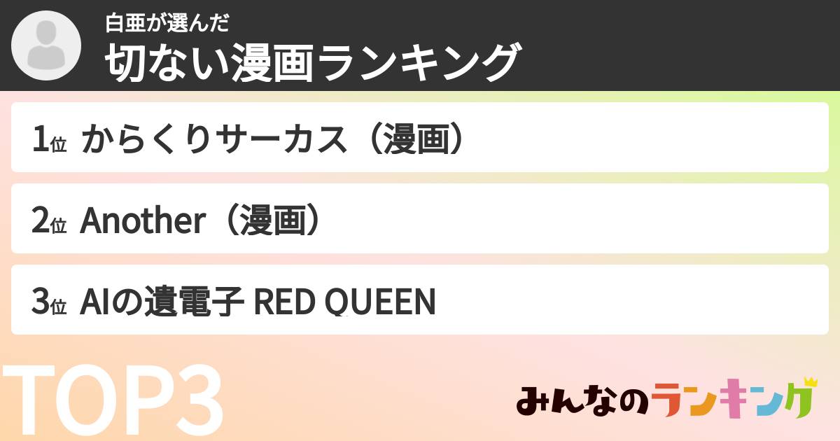 白亜さんの「切ない漫画ランキング」