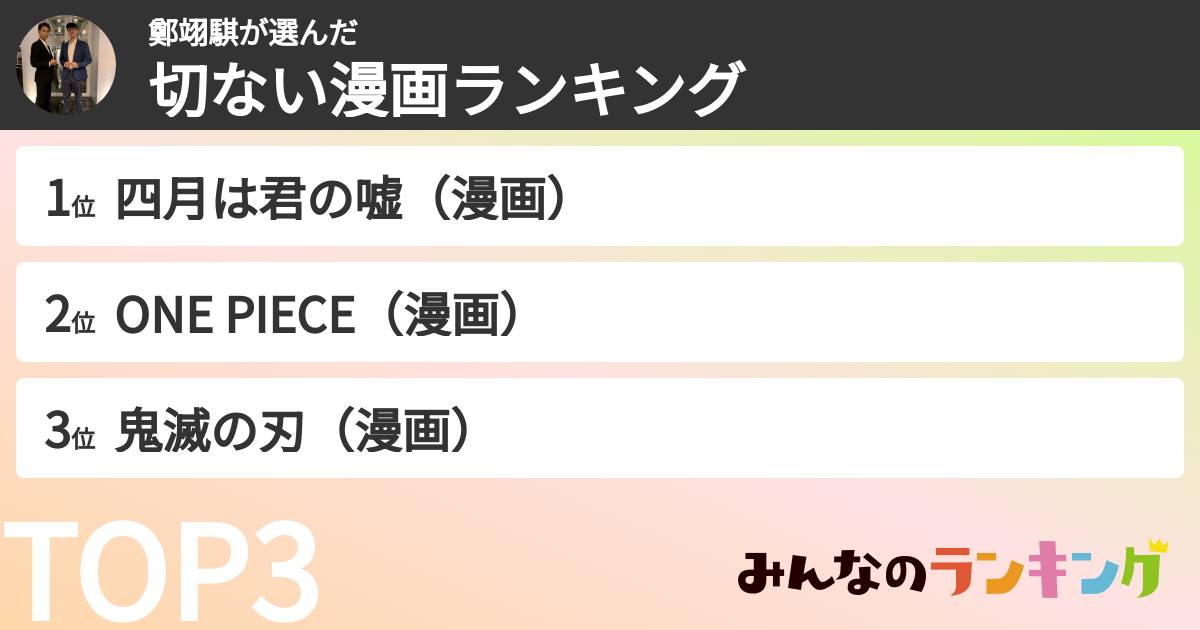 鄭翊騏さんの「切ない漫画ランキング」