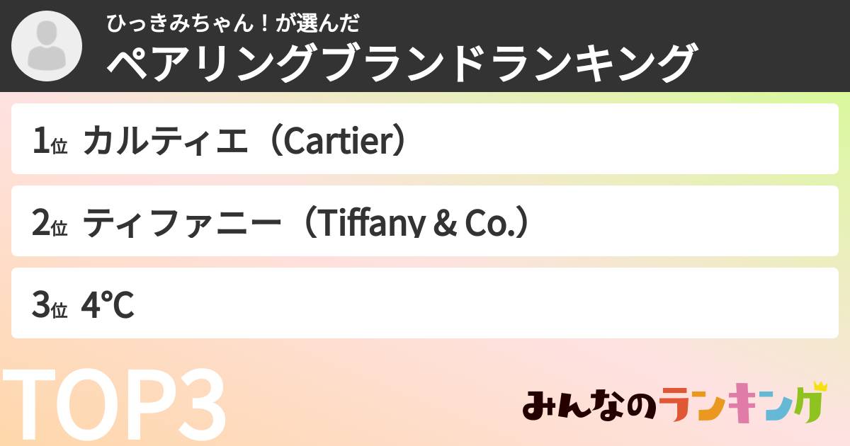 ひっきみちゃん!さんの「ペアリングブランドランキング」