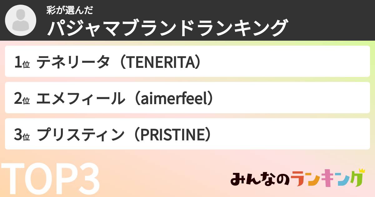 彩さんの「パジャマブランドランキング」