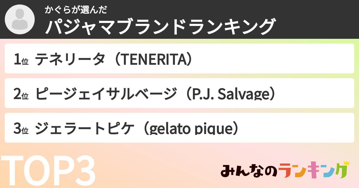 かぐらさんの「パジャマブランドランキング」