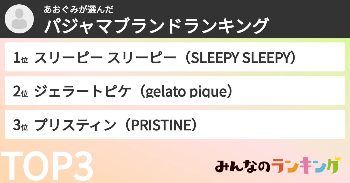 あおぐみさんの「パジャマブランドランキング」