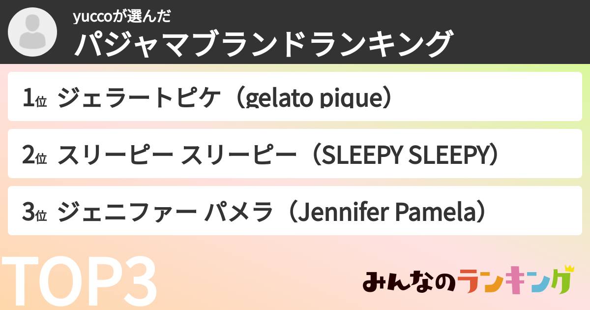 yuccoさんの「パジャマブランドランキング」