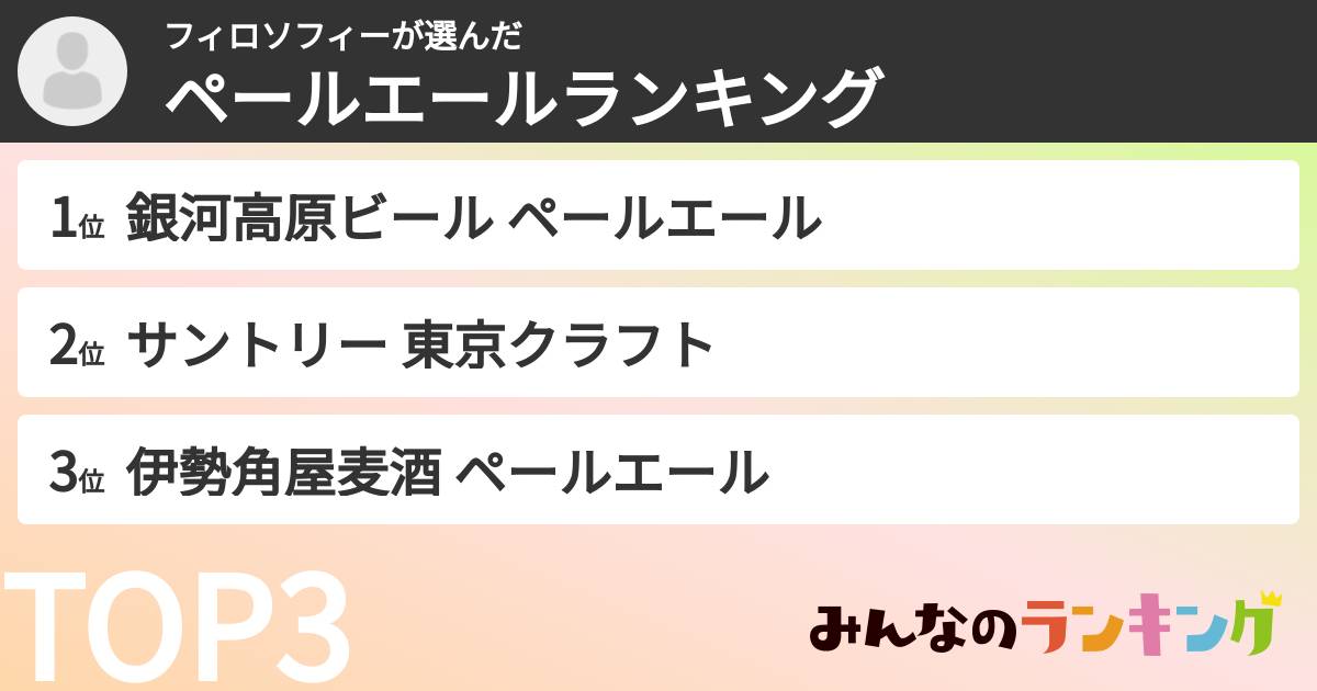 フィロソフィーさんの「ペールエールランキング」