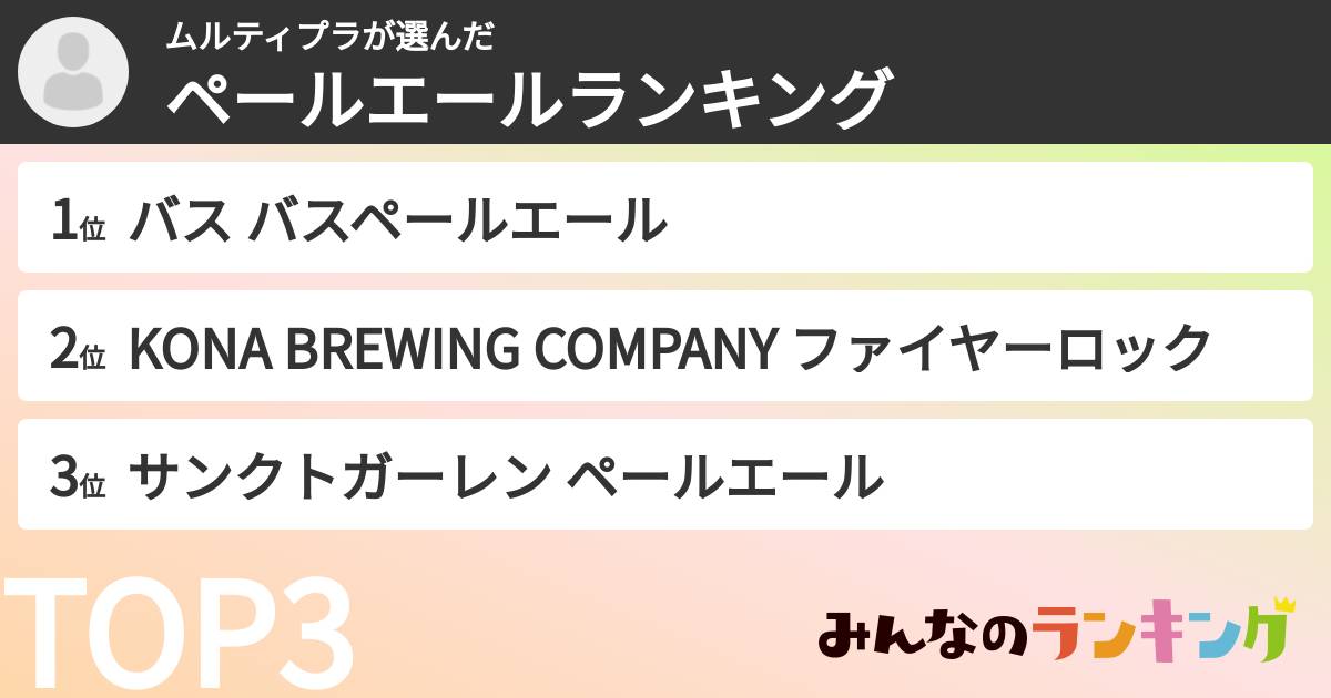 ムルティプラさんの「ペールエールランキング」