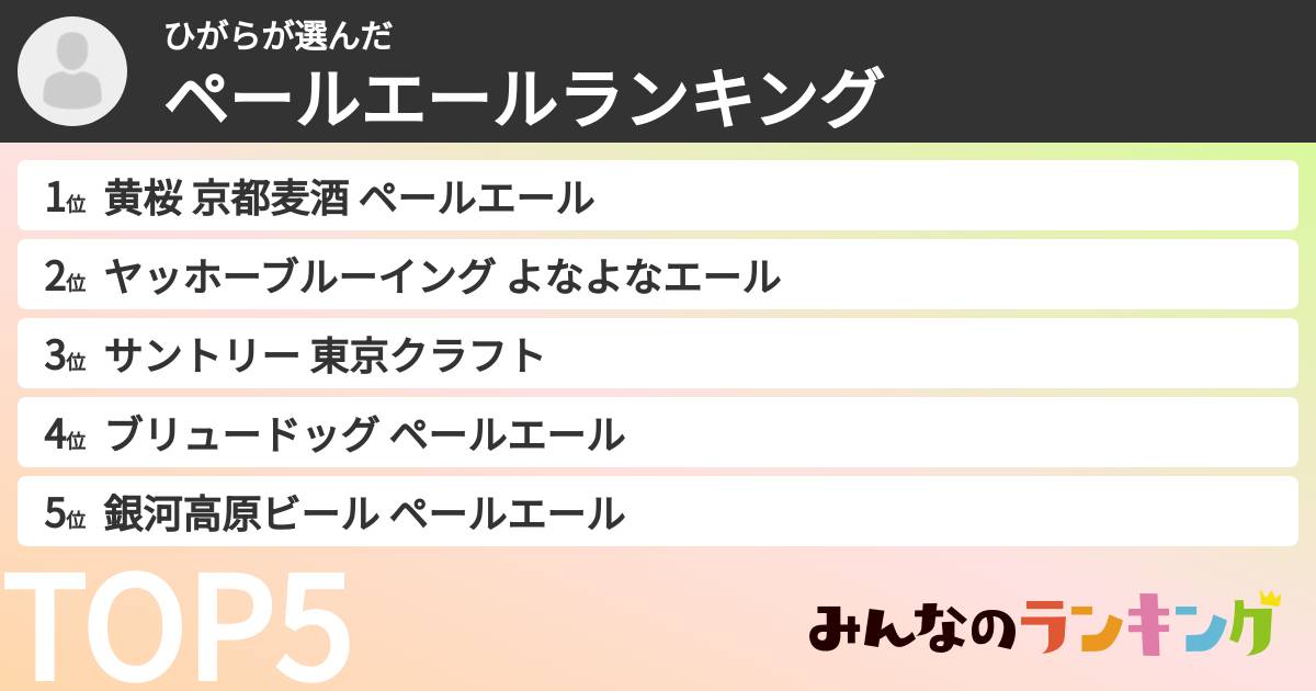 ひがらさんの「ペールエールランキング」