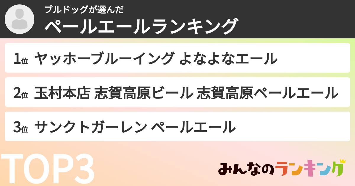 ブルドッグさんの「ペールエールランキング」