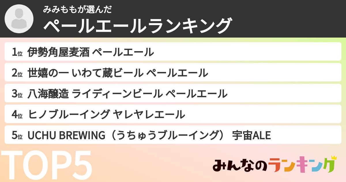 みみももさんの「ペールエールランキング」