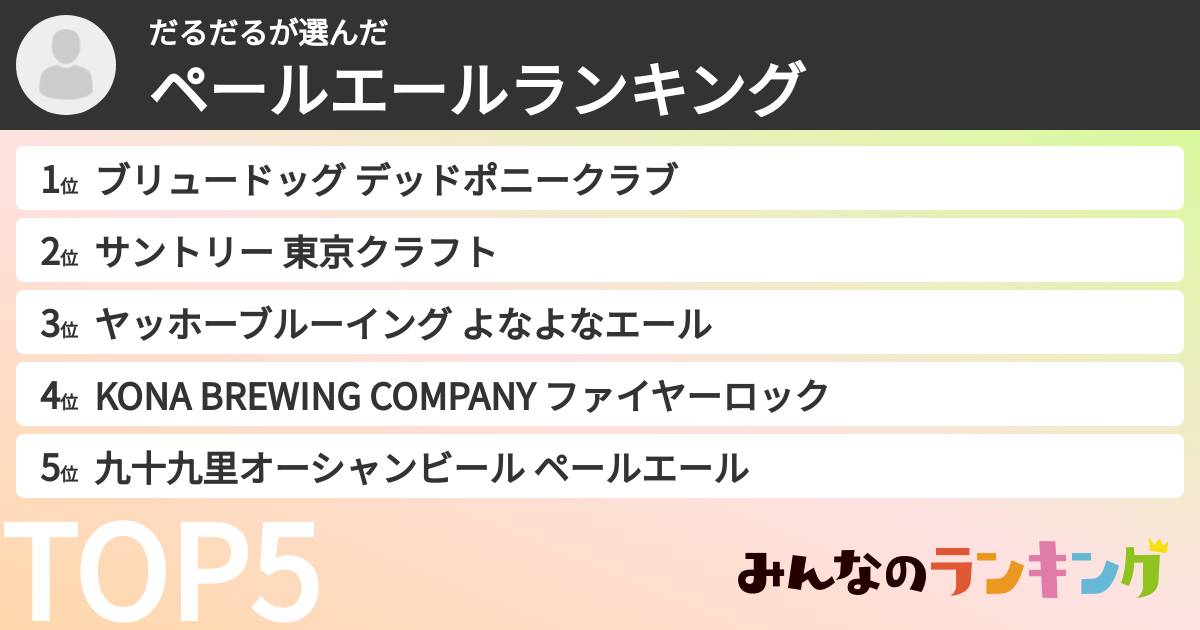 だるだるさんの「ペールエールランキング」