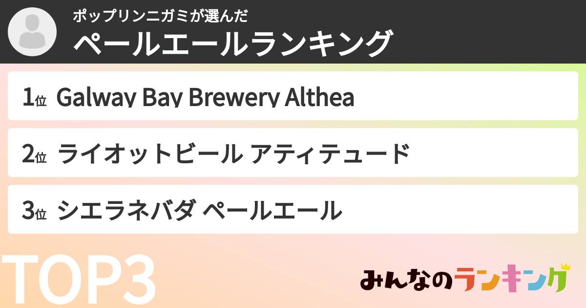 ポップリンニガミさんの「ペールエールランキング」