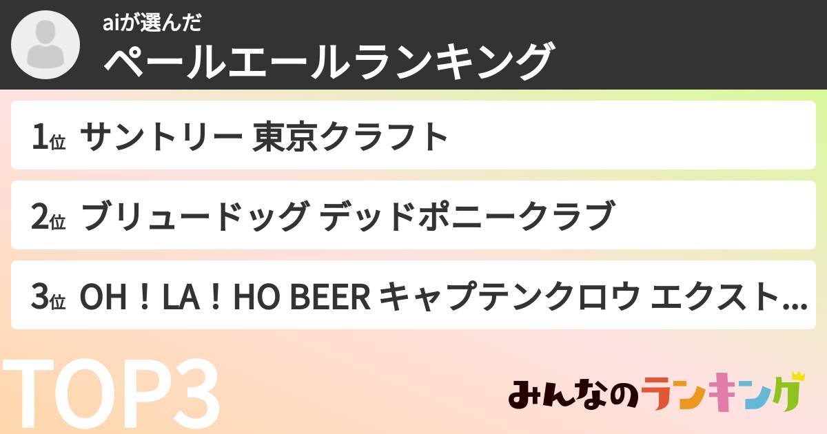 aiさんの「ペールエールランキング」