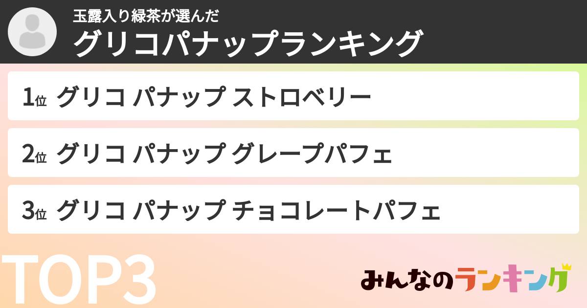 玉露入り緑茶さんの「グリコパナップランキング」