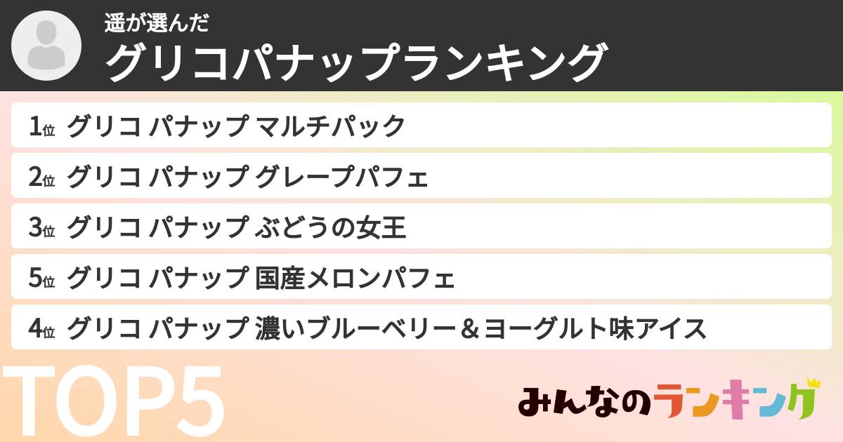 遥さんの「グリコパナップランキング」
