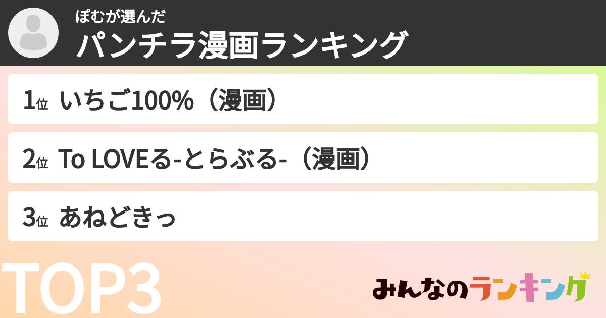 ぽむさんの「パンチラ漫画ランキング」