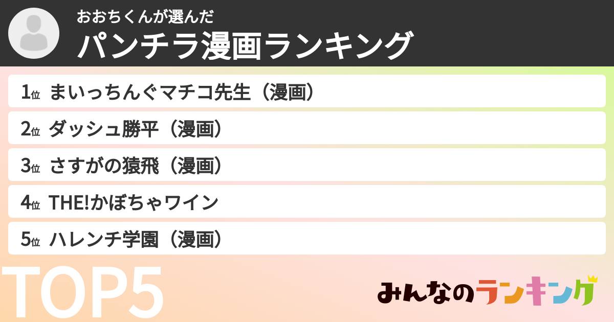 おおちくんさんの「パンチラ漫画ランキング」
