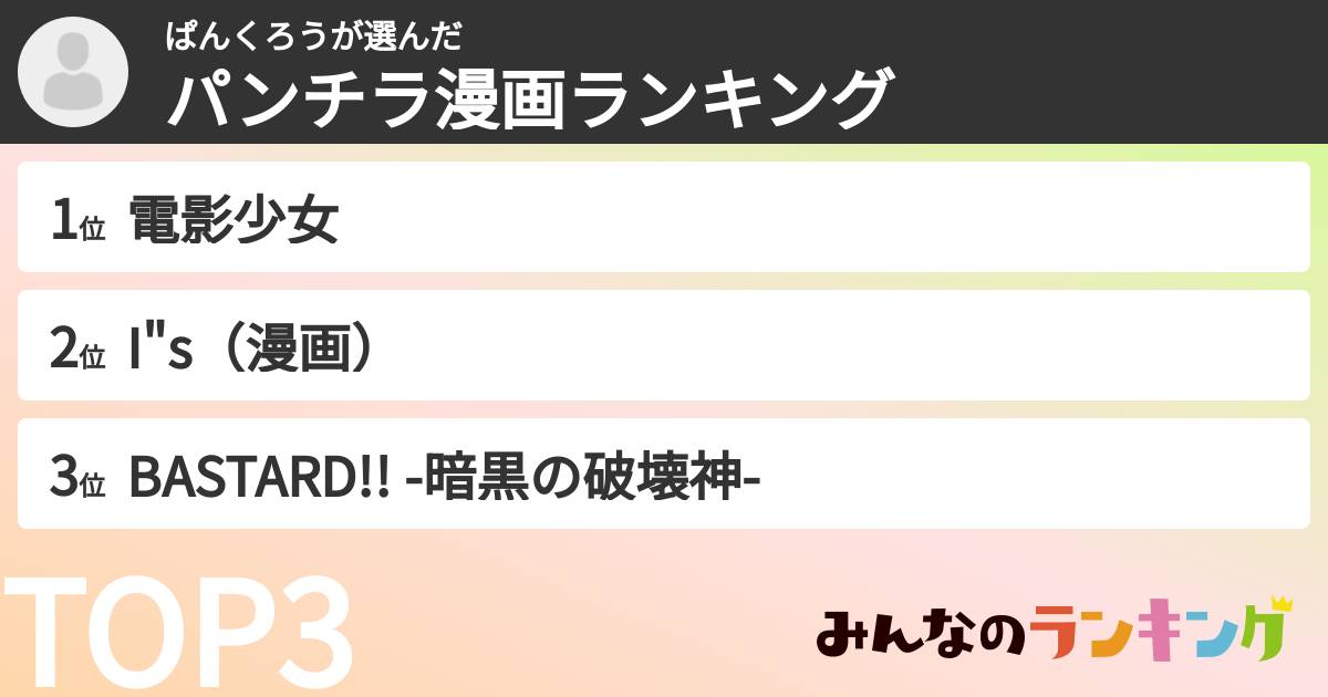 ぱんくろうさんの「パンチラ漫画ランキング」