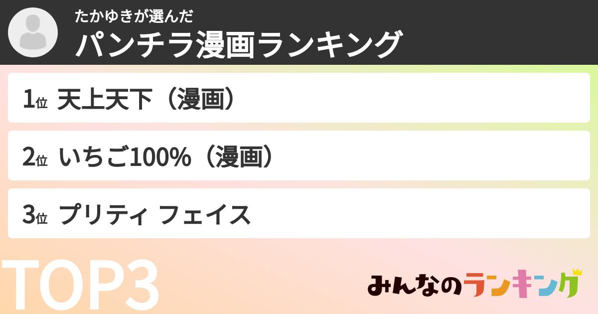 たかゆきさんの「パンチラ漫画ランキング」