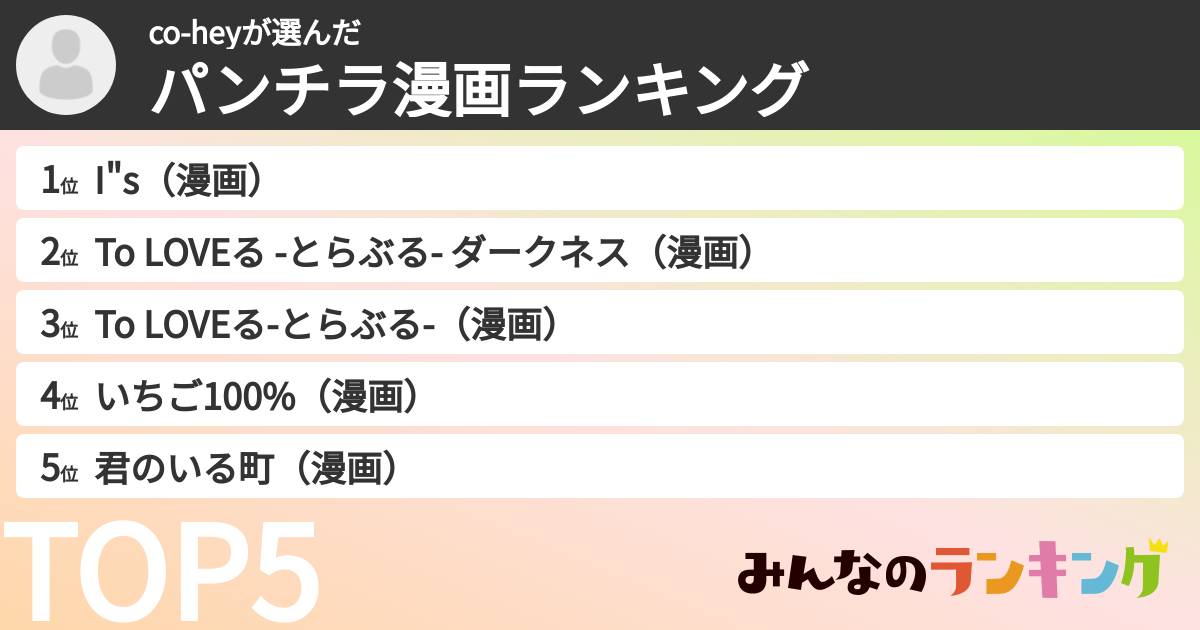 co-heyさんの「パンチラ漫画ランキング」