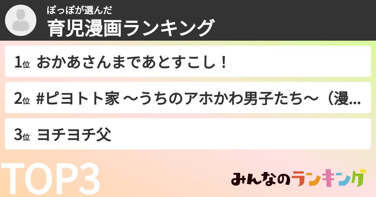 ぽっぽさんの「育児漫画ランキング」