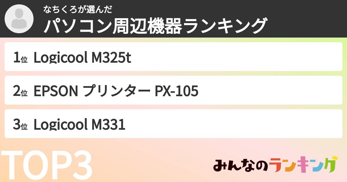 なちくろさんの「パソコン周辺機器ランキング」