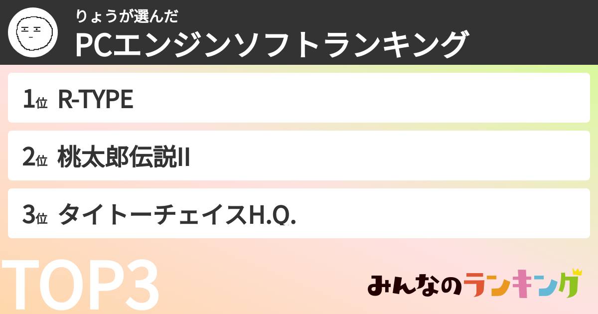 りょうさんの「PCエンジンソフトランキング」