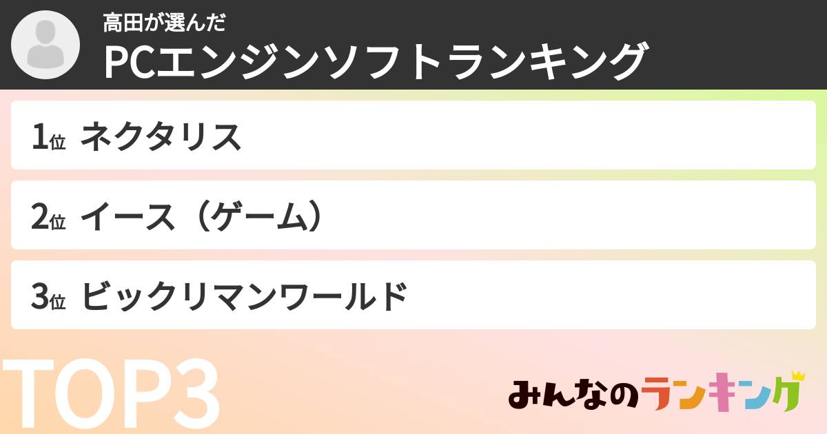 高田さんの「PCエンジンソフトランキング」