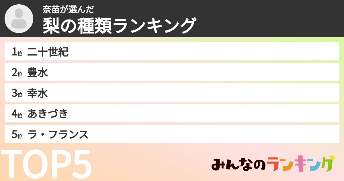 奈苗さんの「梨の種類ランキング」