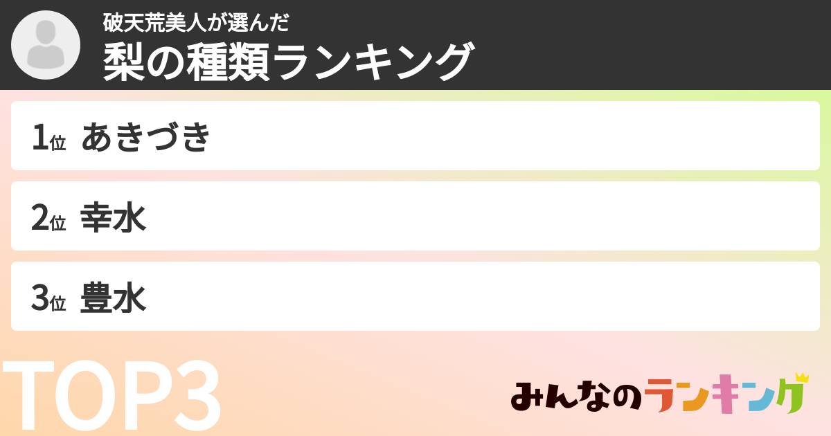 破天荒美人さんの「梨の種類ランキング」
