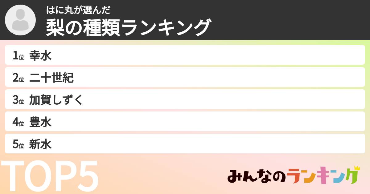 はに丸さんの「梨の種類ランキング」