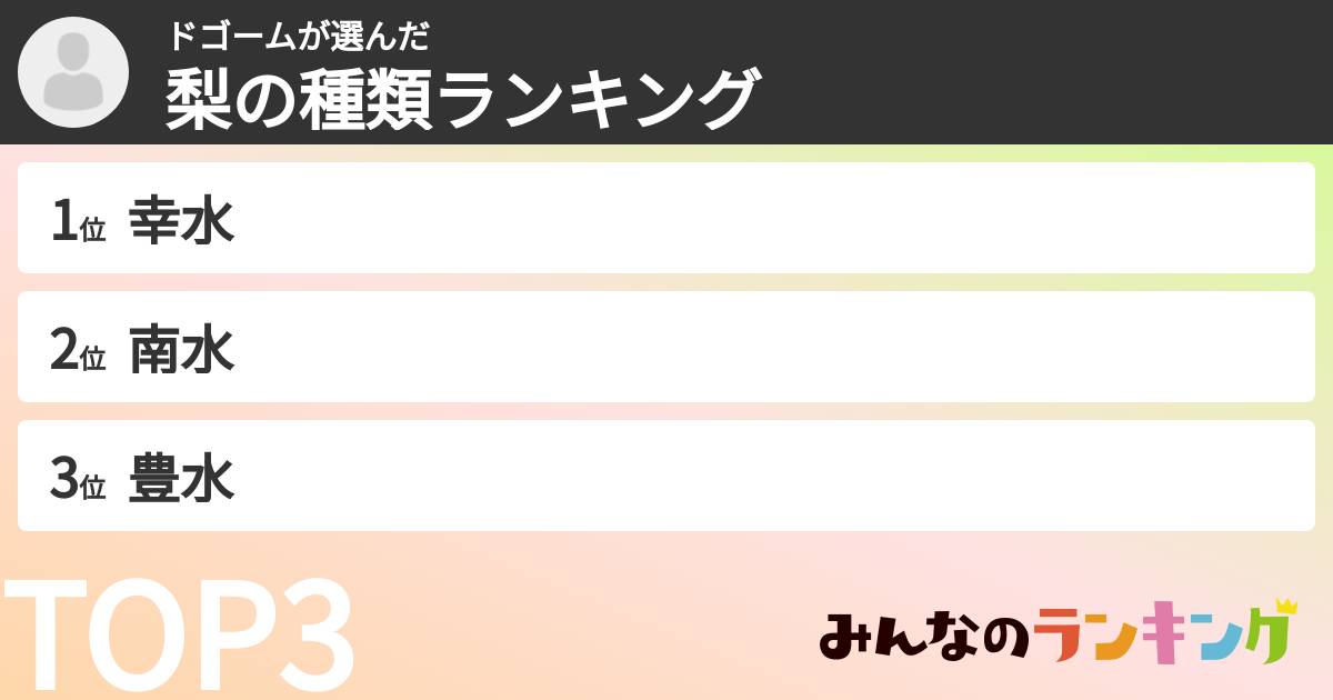 ドゴームさんの「梨の種類ランキング」