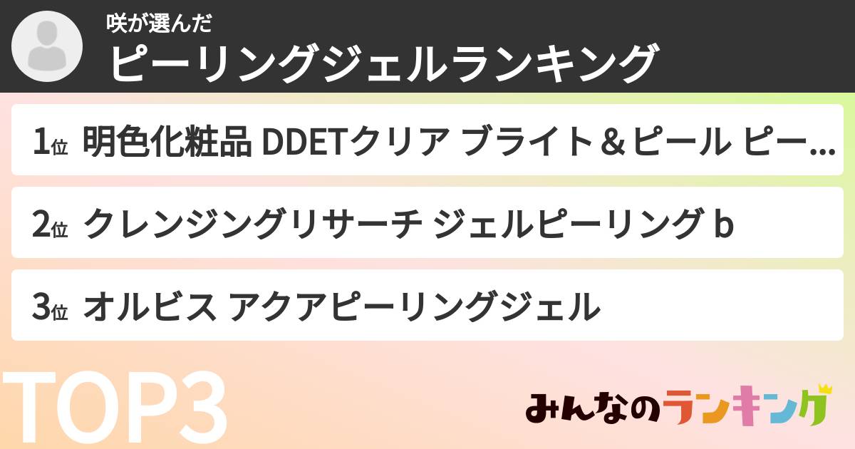 咲さんの「ピーリングジェルランキング」