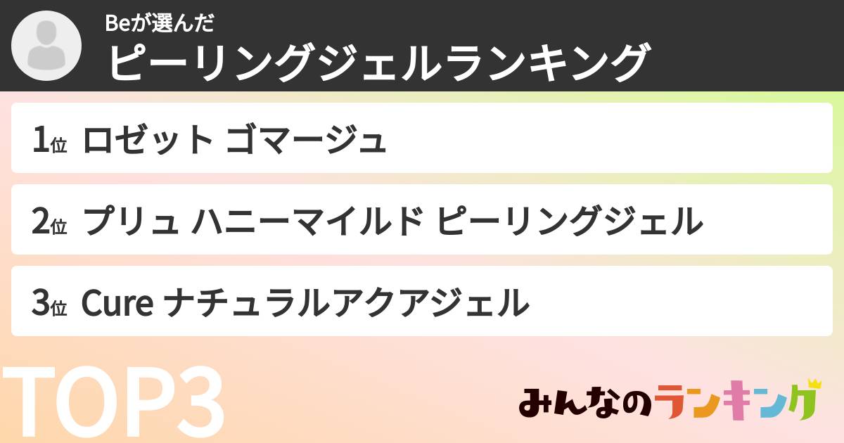 Beさんの「ピーリングジェルランキング」