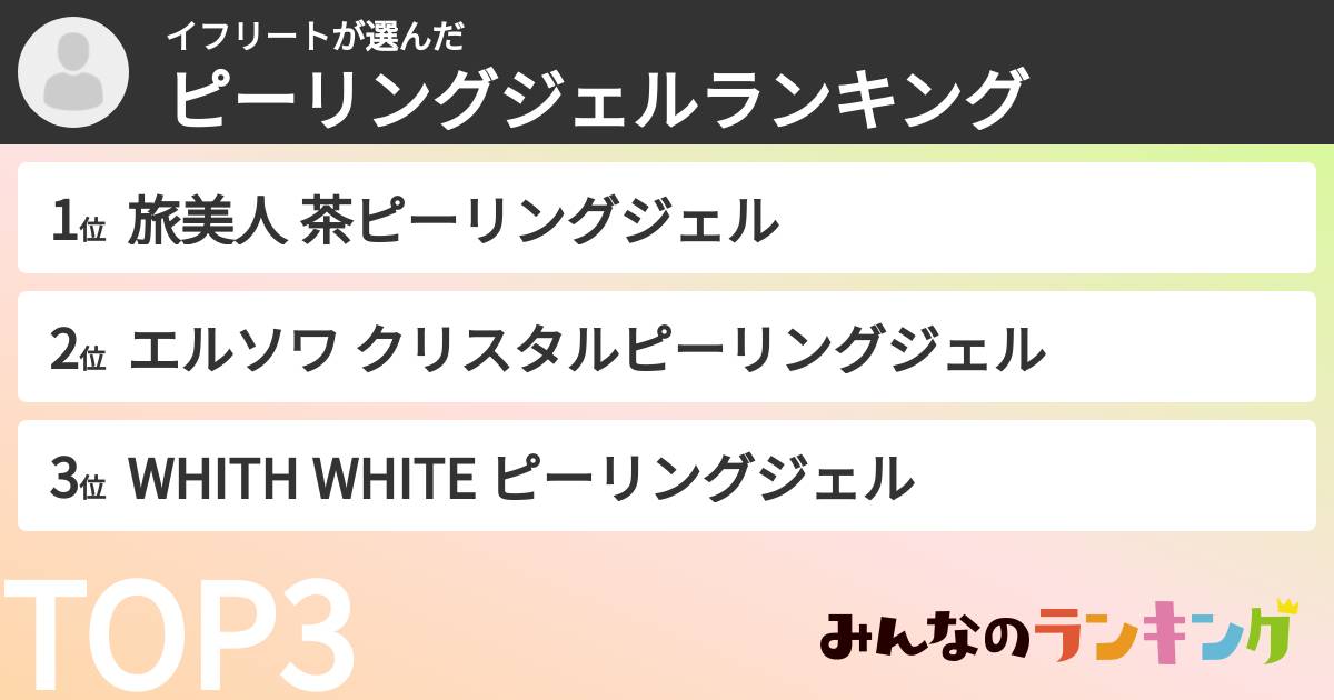 イフリートさんの「ピーリングジェルランキング」