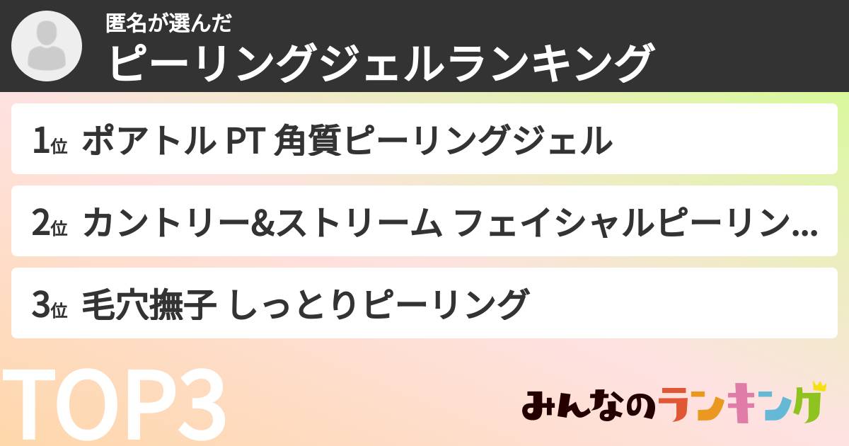 匿名さんの「ピーリングジェルランキング」