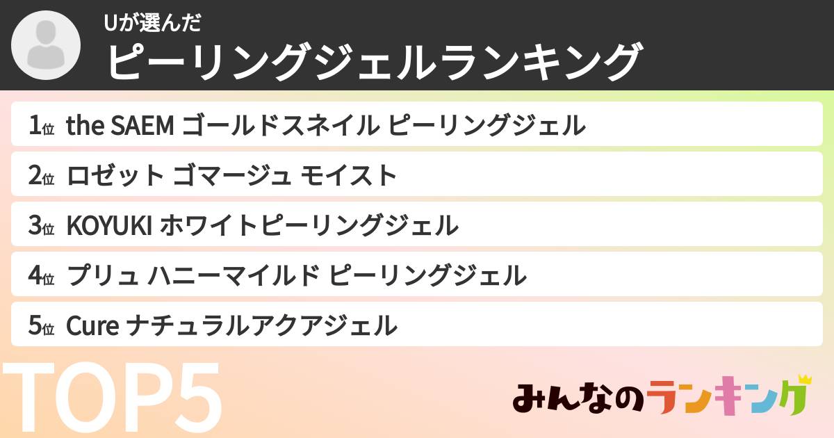 Uさんの「ピーリングジェルランキング」