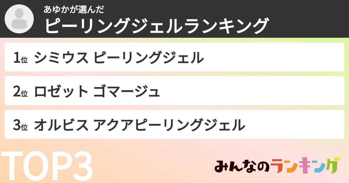 あゆかさんの「ピーリングジェルランキング」