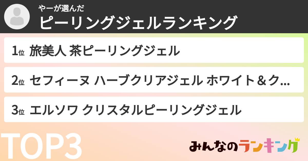 やーさんの「ピーリングジェルランキング」