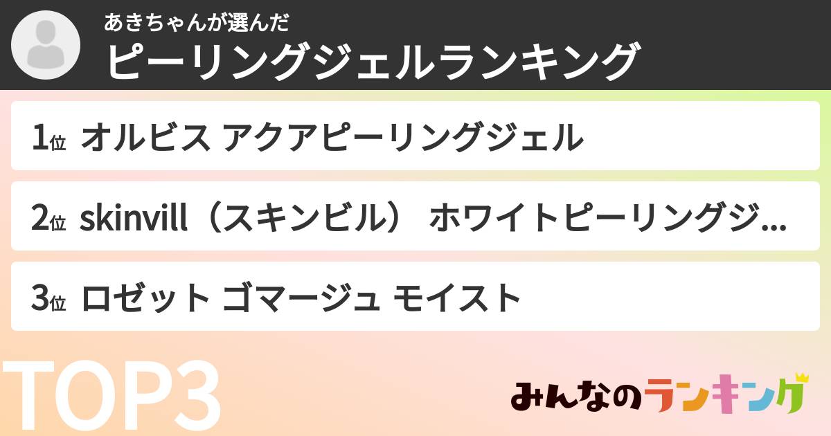 あきちゃんさんの「ピーリングジェルランキング」