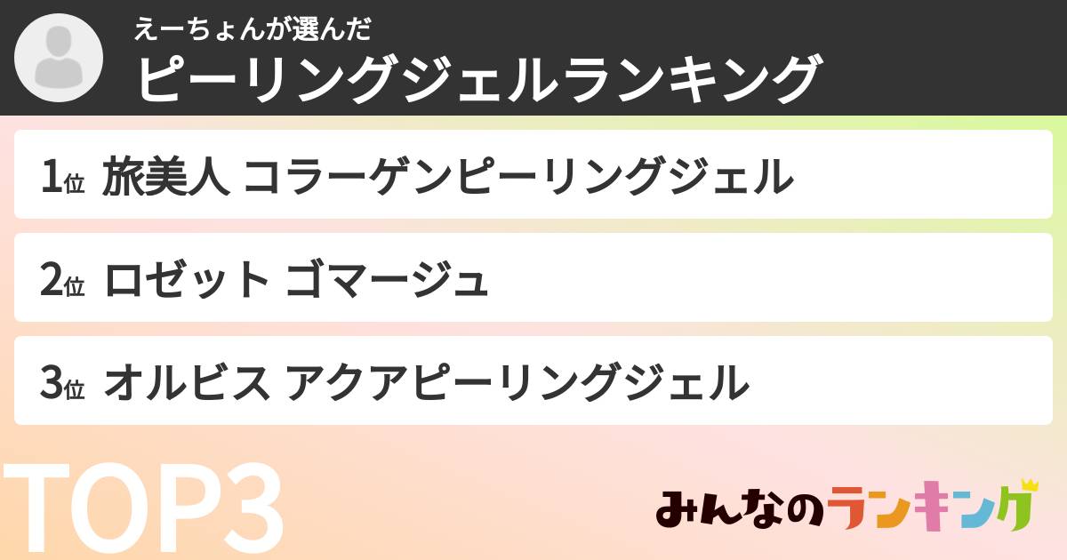 えーちょんさんの「ピーリングジェルランキング」