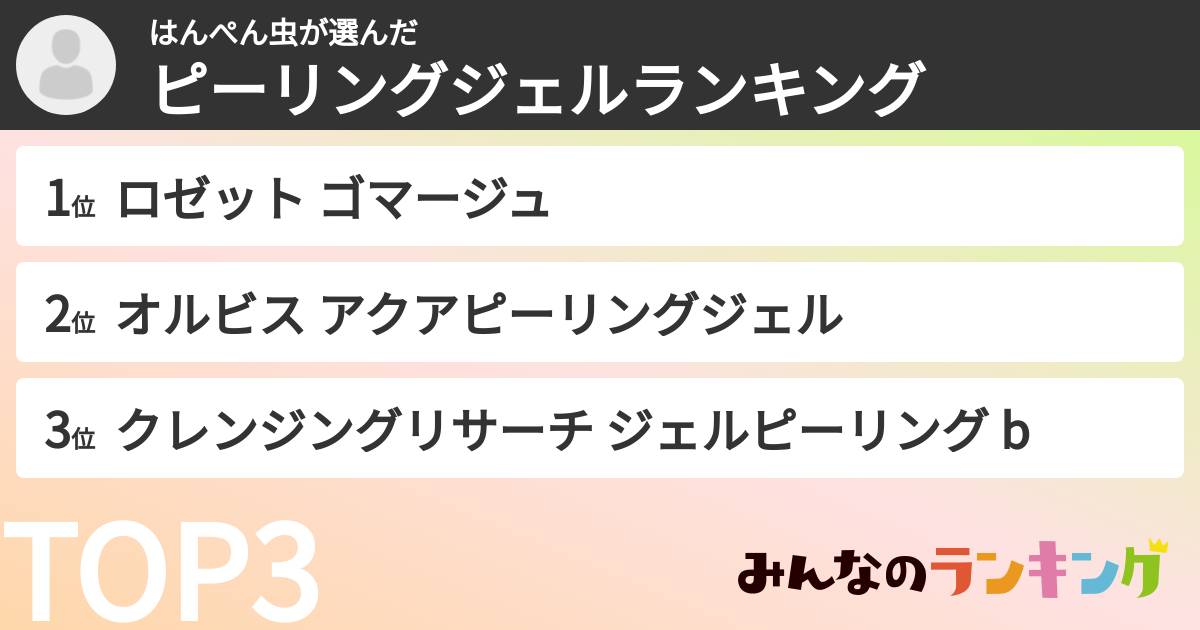 はんぺん虫さんの「ピーリングジェルランキング」