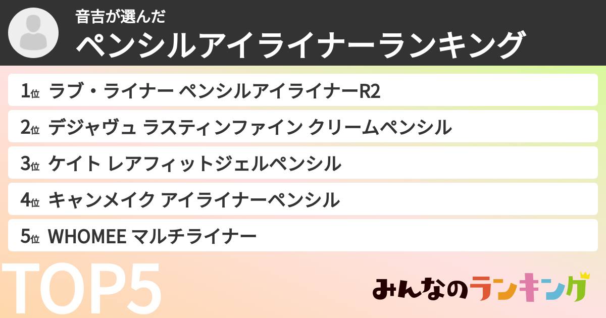 音吉さんの「ペンシルアイライナーランキング」