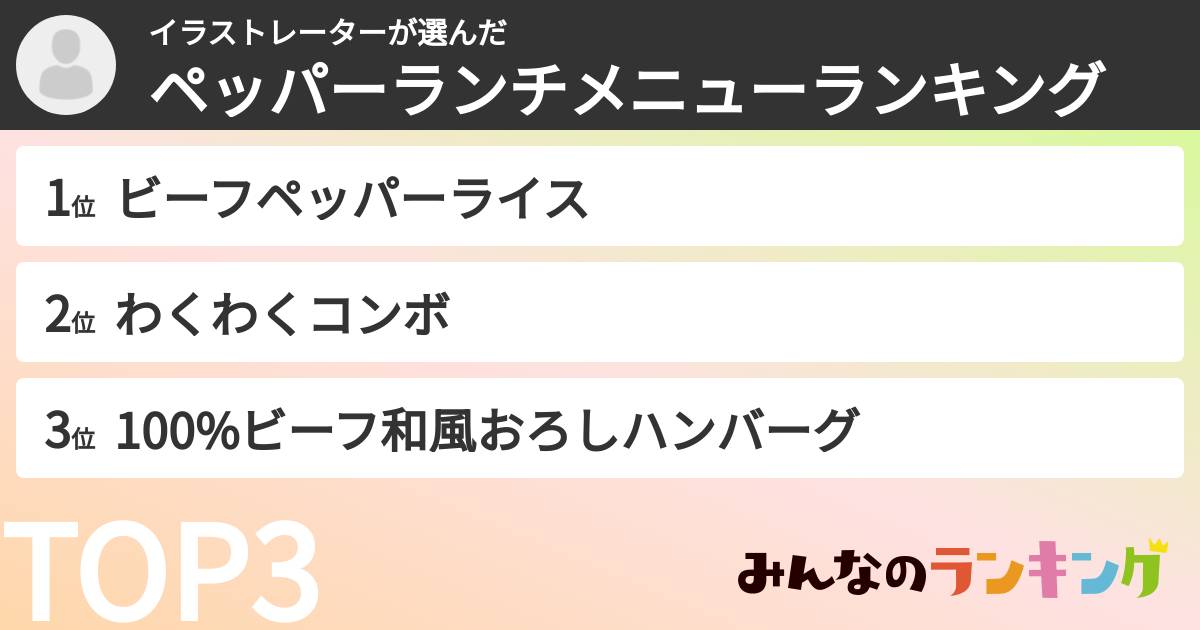 イラストレーターさんの「ペッパーランチメニューランキング」