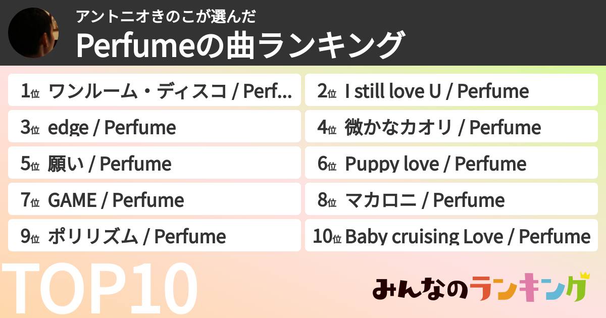 アントニオきのこさんの「Perfumeの曲ランキング」