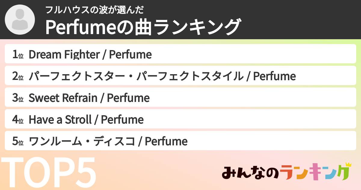 フルハウスの波さんの「Perfumeの曲ランキング」