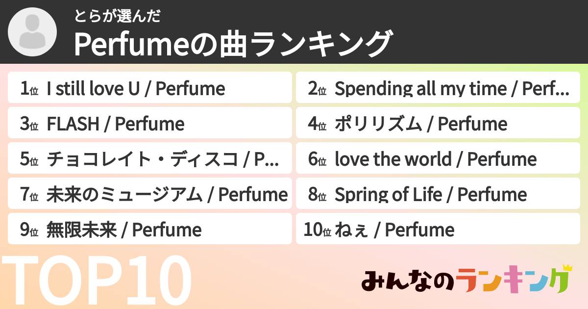 とらさんの「Perfumeの曲ランキング」