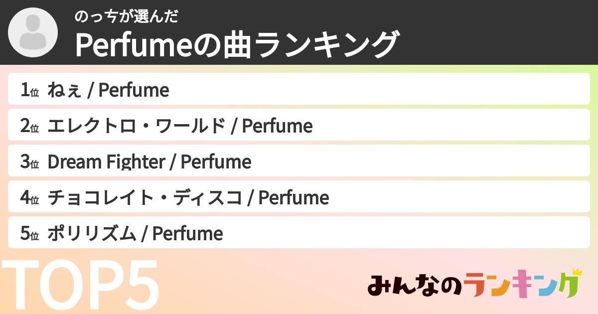 のっㄘさんの「Perfumeの曲ランキング」