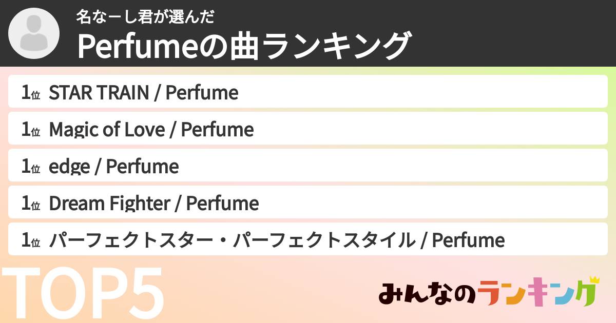 名な－し君さんの「Perfumeの曲ランキング」