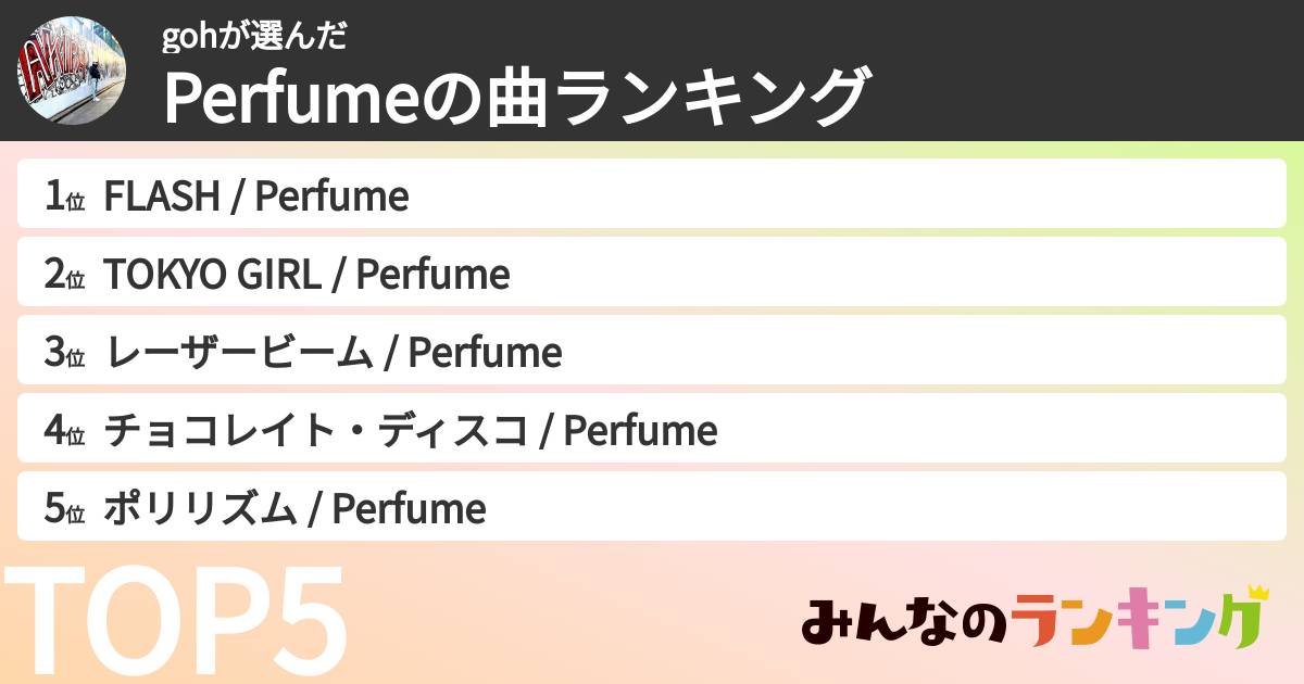 gohさんの「Perfumeの曲ランキング」